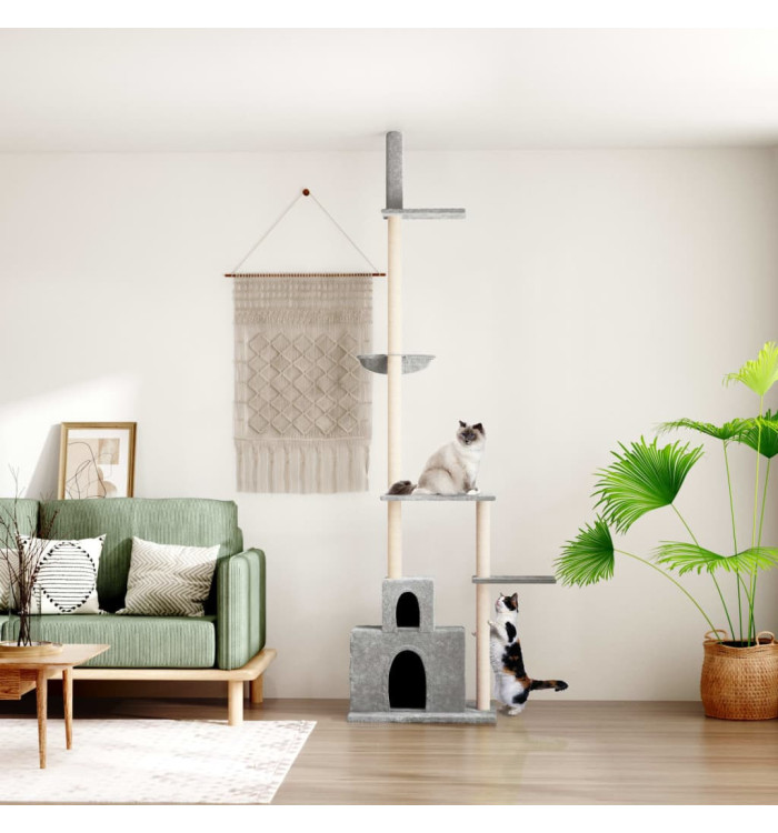 Arbre à chat du sol au plafond Gris clair 250,5-276,5 cm | Mobilier & Déco