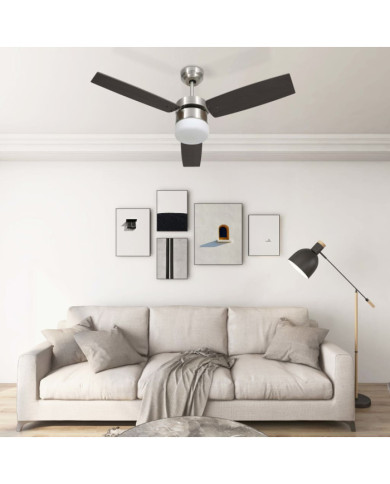 Ventilateur de plafond lampe et télécommande 108cm Marron foncé | Mobilier & Déco
