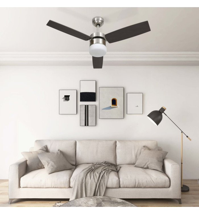Ventilateur de plafond lampe et télécommande 108cm Marron foncé | Mobilier & Déco