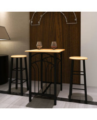 Ensemble de table à dîner Bois brun roux avec noir Acier | Mobilier & Déco