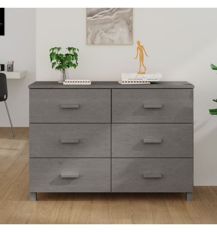 Buffet HAMAR Gris clair 113x40x80 cm Bois massif de pin | Mobilier & Déco