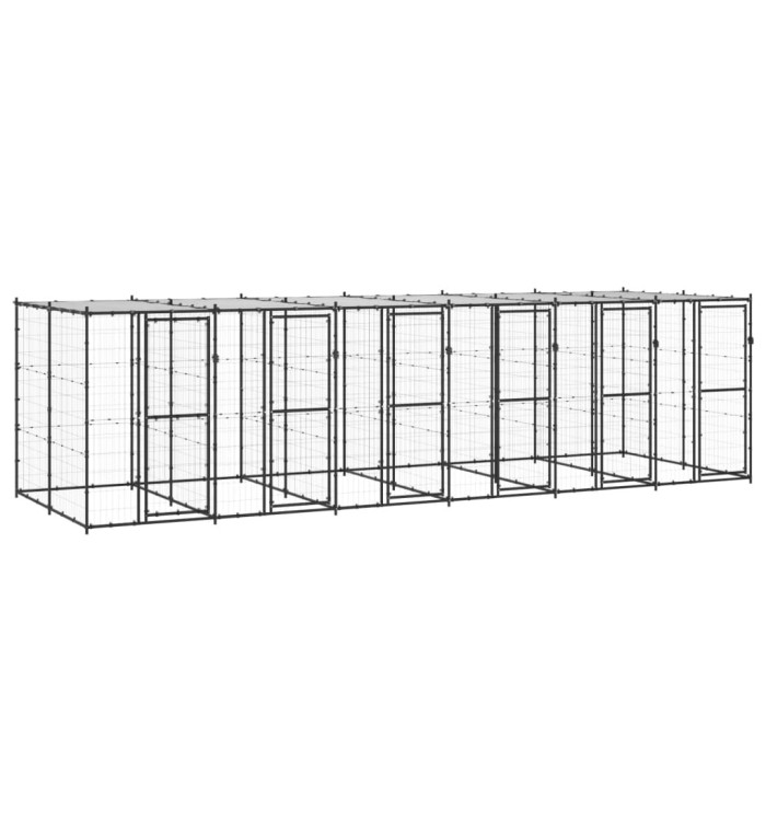 Chenil extérieur Acier avec toit 14,52 m² | Mobilier & Déco