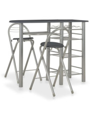 Ensemble de bar avec étagères 3 pcs Bois et acier Noir | Mobilier & Déco