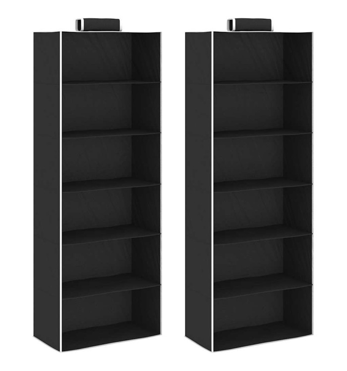 Étagères suspendues de rangement 2 pcs 6 niveaux Tissu | Mobilier & Déco