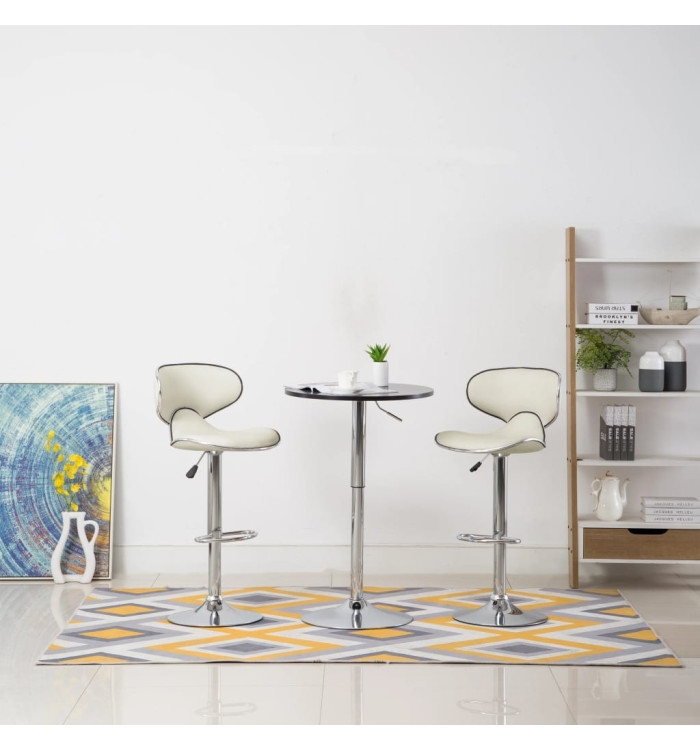 Tabourets de bar lot de 2 crème similicuir | Mobilier & Déco