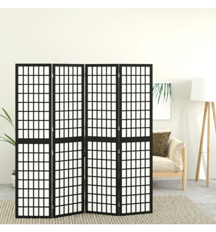 Cloison de séparation pliable 4 panneaux 160x170 cm Noir | Mobilier & Déco