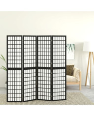 Cloison de séparation pliable 4 panneaux 160x170 cm Noir | Mobilier & Déco