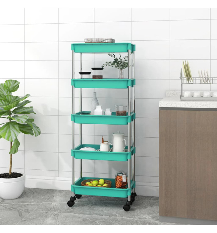 Chariot de cuisine 5 niveaux Turquoise 42x29x128 cm Fer et ABS | Mobilier & Déco