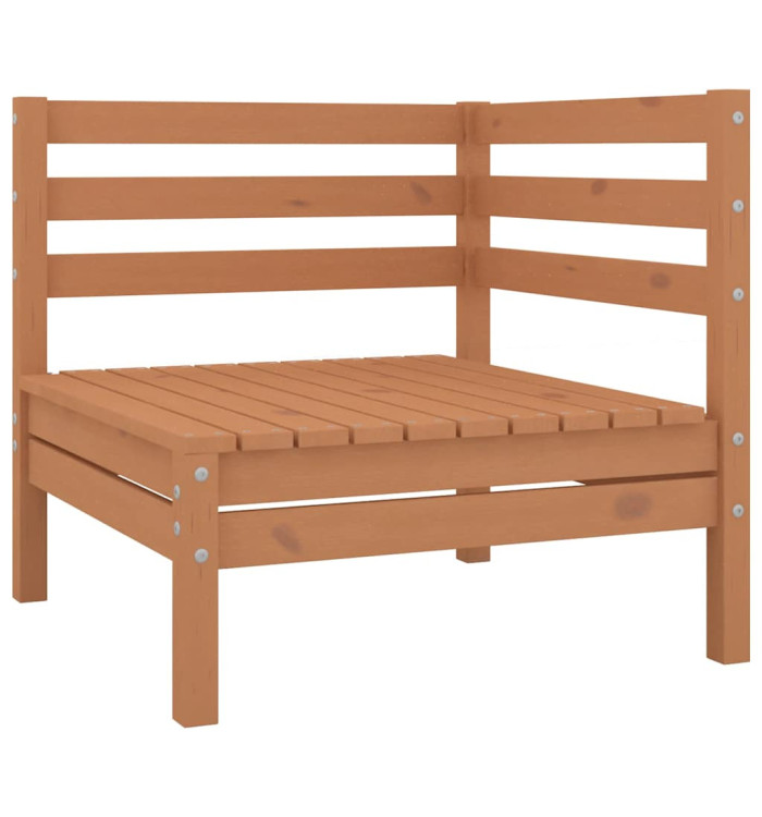 Canapé d'angle de jardin marron miel bois de pin solide | Mobilier & Déco