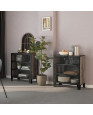 Armoires de rangement 2 pcs Gris 72x36x82 cm Métal et MDF | Mobilier & Déco
