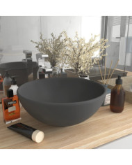 Lavabo rond de luxe de salle Gris foncé mat 32,5x14cm Céramique | Mobilier & Déco