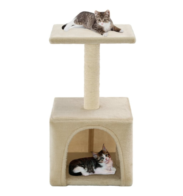 Arbre à chat avec griffoirs en sisal 55 cm Beige | Mobilier & Déco