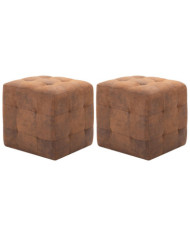 2 pcs Poufs Marron 30 x 30 x 30 cm Similicuir daim | Mobilier & Déco