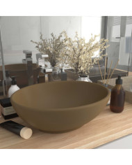 Lavabo ovale de luxe Crème mat 40x33 cm Céramique | Mobilier & Déco