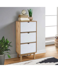 Armoire à chaussures OTTA et 3 tiroirs Marron et blanc Bois pin | Mobilier & Déco