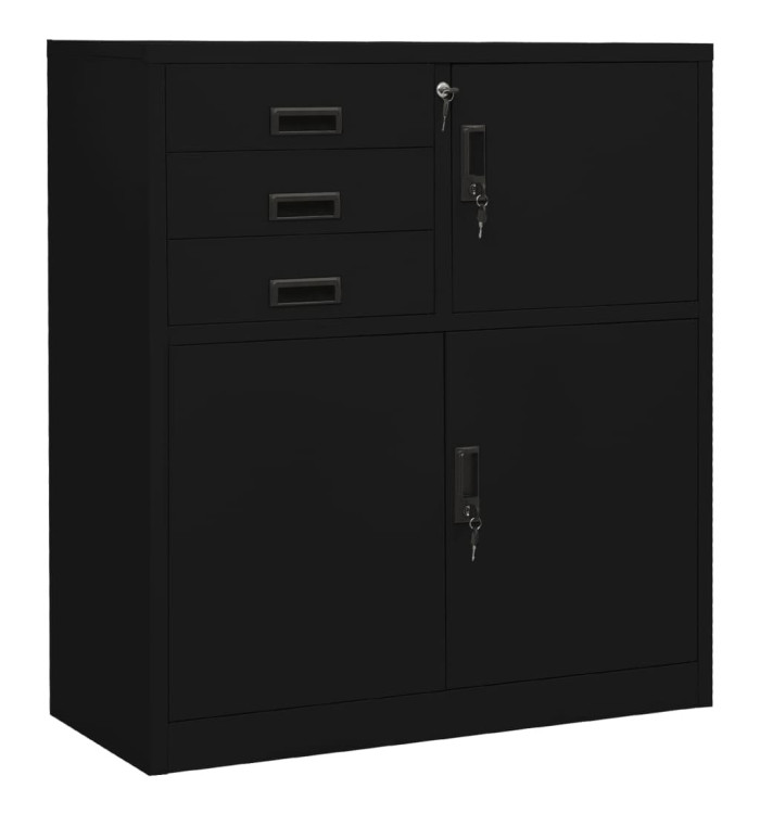 Armoire de bureau Noir 90x40x102 cm Acier | Mobilier & Déco