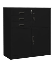 Armoire de bureau Noir 90x40x102 cm Acier | Mobilier & Déco