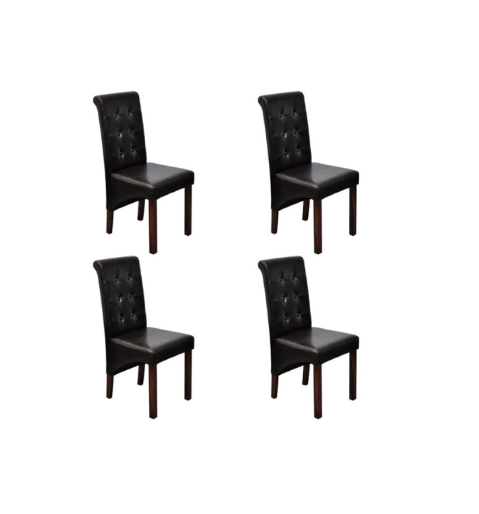 Chaises à manger lot de 4 marron similicuir | Mobilier & Déco