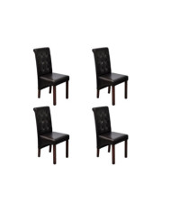 Chaises à manger lot de 4 marron similicuir | Mobilier & Déco