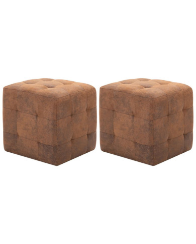 Tables de chevet 2 pcs Marron 30x30x30 cm Similicuir daim | Mobilier & Déco