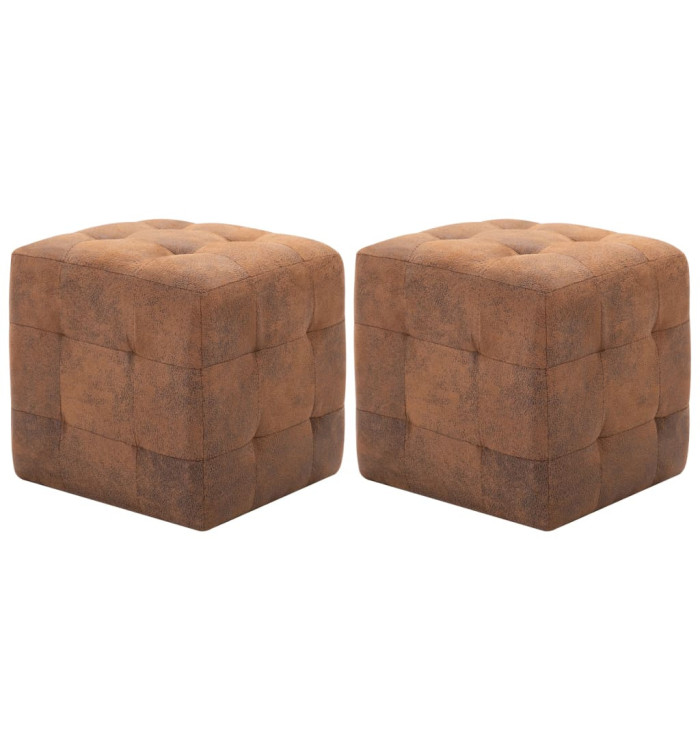 Tables de chevet 2 pcs Marron 30x30x30 cm Similicuir daim | Mobilier & Déco
