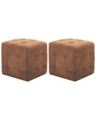 Tables de chevet 2 pcs Marron 30x30x30 cm Similicuir daim | Mobilier & Déco