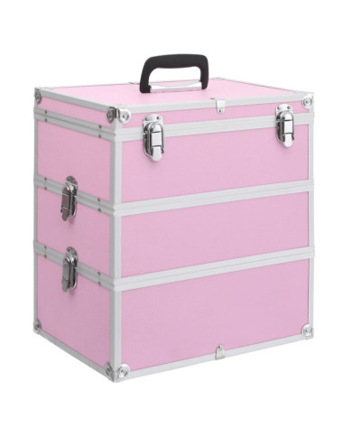 Mallette à maquillage 37x24x40 cm Rose Aluminium | Mobilier & Déco