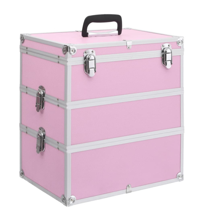 Mallette à maquillage 37x24x40 cm Rose Aluminium | Mobilier & Déco