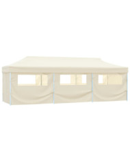 Tente de réception pliable avec 8 parois 3x9 m Blanc cassé | Mobilier & Déco