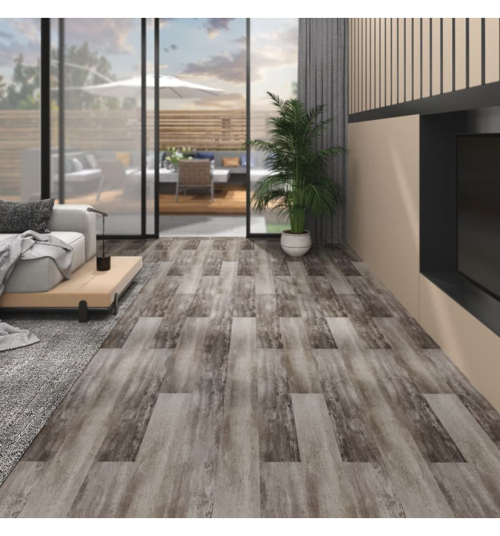 Dalles de plancher PVC 5,02 m² 2 mm autoadhésif marron bois mat | Mobilier & Déco