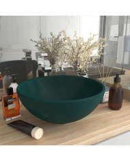 Lavabo rond de salle de bain Vert foncé mat 32,5x14cm Céramique | Mobilier & Déco