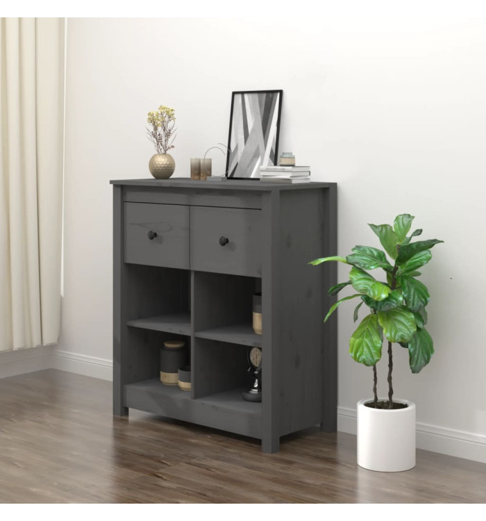 Buffet Gris 70x35x80 cm Bois massif de pin | Mobilier & Déco