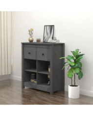 Buffet Gris 70x35x80 cm Bois massif de pin | Mobilier & Déco