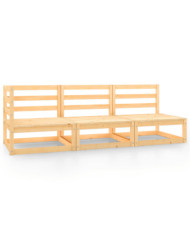Salon de jardin 3 pcs bois massif de pin | Mobilier & Déco