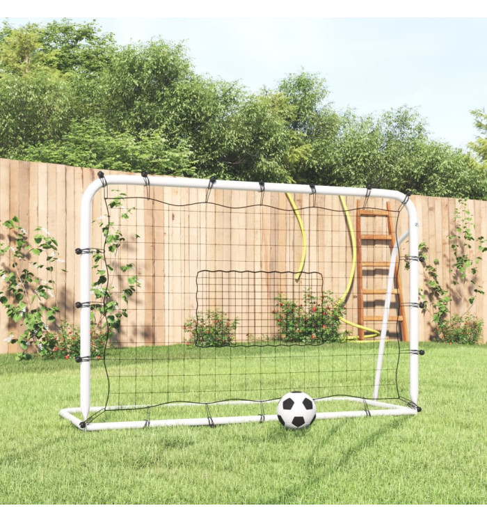 Filet de rebond de football blanc noir 184x61x123 cm acier PE | Mobilier & Déco