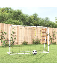 Filet de rebond de football blanc noir 184x61x123 cm acier PE | Mobilier & Déco