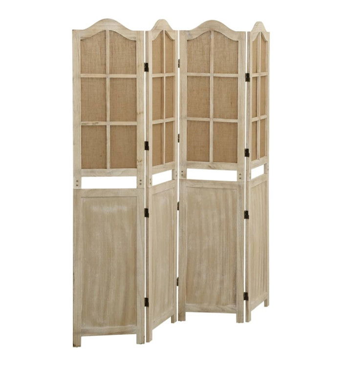 Cloison de séparation 4 panneaux Marron 140x165 cm Tissu | Mobilier & Déco