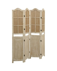 Cloison de séparation 4 panneaux Marron 140x165 cm Tissu | Mobilier & Déco