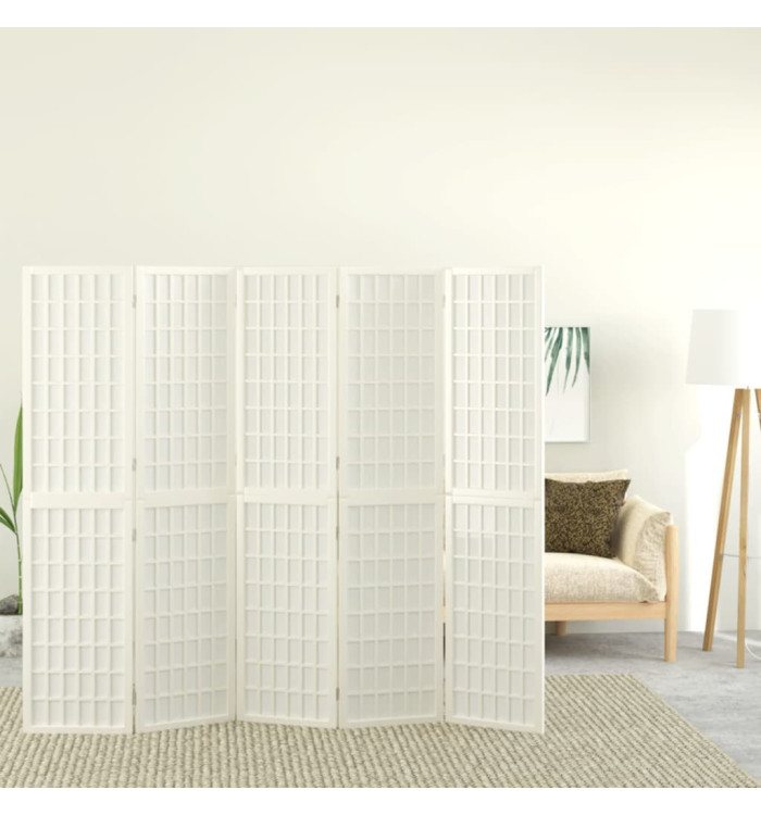 Cloison de séparation pliable 5 panneaux 200x170 cm Blanc | Mobilier & Déco
