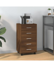 Armoire à tiroirs avec roulettes Chêne marron Bois d'ingénierie | Mobilier & Déco