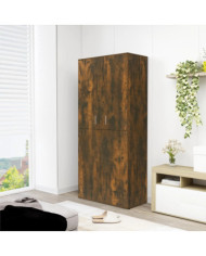 Armoire à chaussures chêne fumé 80x39x178 cm bois d'ingénierie | Mobilier & Déco