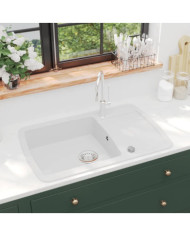 Évier de cuisine Granit Seul lavabo Blanc | Mobilier & Déco