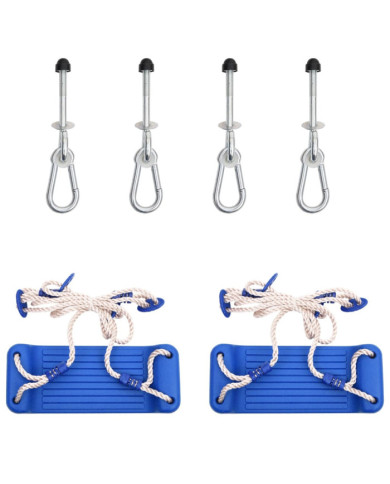 Sièges de balançoire avec pierres d'escalade lot de 2 bleu PE | Mobilier & Déco