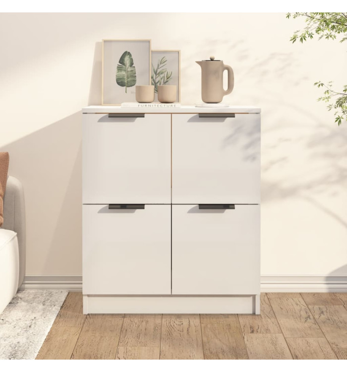 Buffet Blanc brillant 60x30x70 cm Bois d'ingénierie | Mobilier & Déco