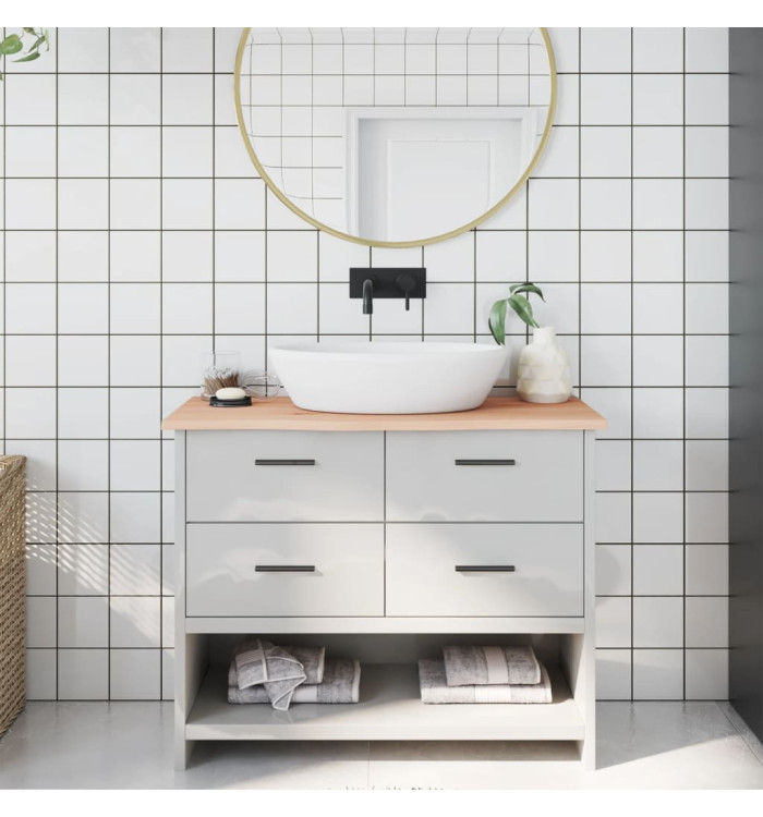 Comptoir de salle de bain 100x30x2 cm bois massif non traité | Mobilier & Déco
