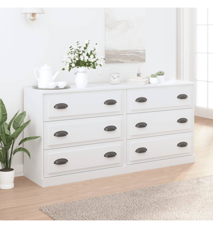 Buffets 2 pcs blanc bois d'ingénierie | Mobilier & Déco