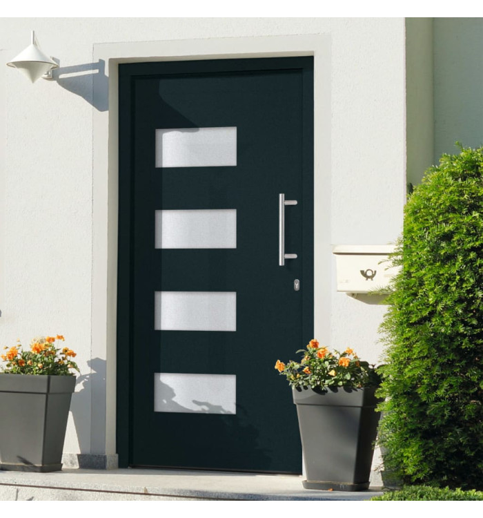 Porte d'entrée Aluminium et PVC Anthracite 110x210 cm | Mobilier & Déco