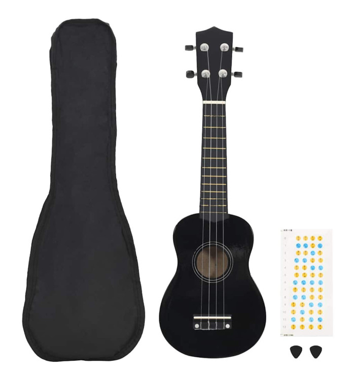 Jeu de ukulélé soprano avec sac pour enfants Noir 23" | Mobilier & Déco