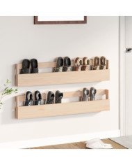 Étagères à chaussures murales 2 pcs 110x9x23 cm Pin massif | Mobilier & Déco