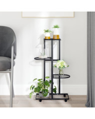 Jardinière à 4 niveaux avec roues 44x23x80 cm Noir Fer | Mobilier & Déco
